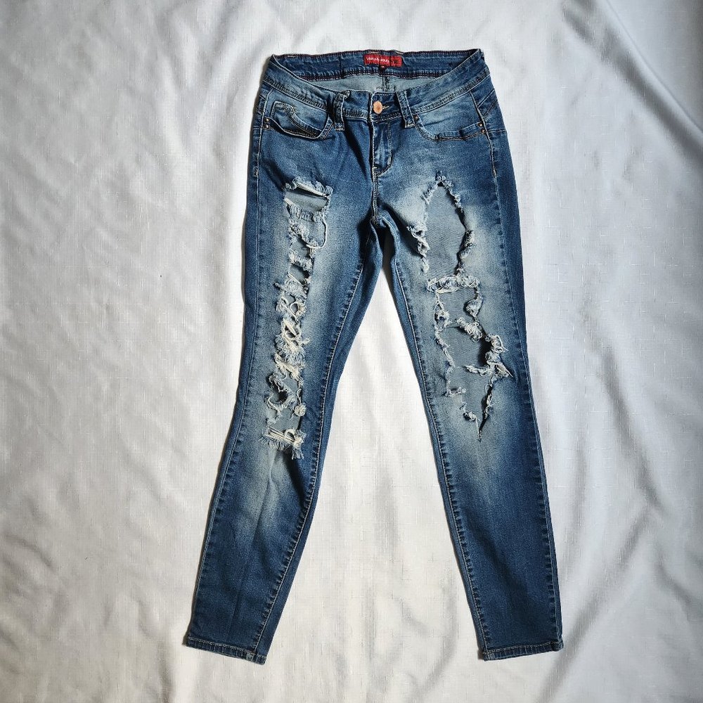YMI Distressed Washed Blue Jean Women (9)